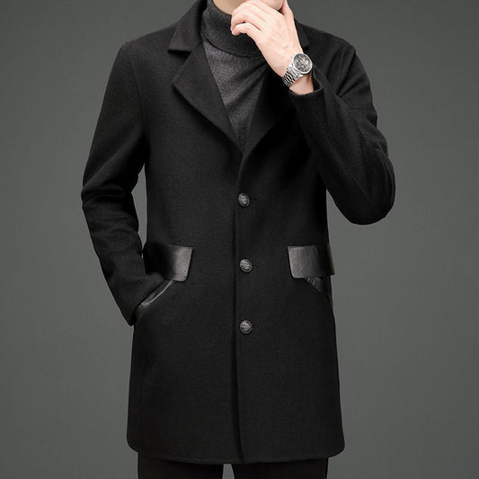 Men's double-sided woolen leather thermal coat