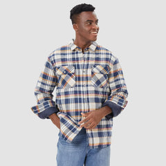 Men's Flannel Shirt Jacket Long Sleeve Quilted Lined Plaid Coat Button Down Thick Outwear for Winter