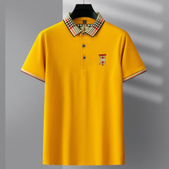 Men's Business Striped Lapel Polo Shirt