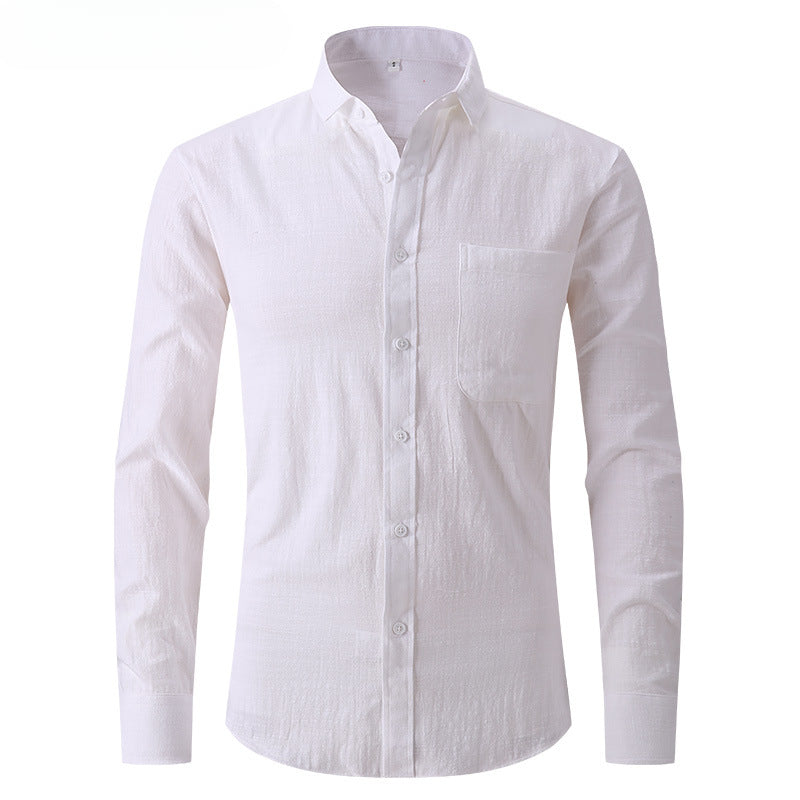 Men's Cotton and Linen Business Slim Shirt
