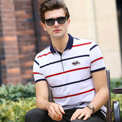 2024 New Striped Cotton Business Casual Polo Shirt