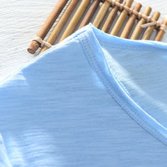 Cotton Linen Breathable Slim Solid Color Short-sleeved T-shirt
