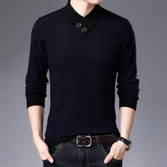 Thin solid color V-neck sweater