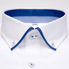 Pure cotton no-iron fashion casual patchwork white shirt