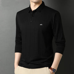 Men's business casual striped polo shirt