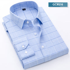 Men's Business Casual Long Sleeve Plaid Shirt