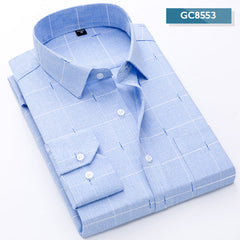 Men's Business Casual Long Sleeve Plaid Shirt
