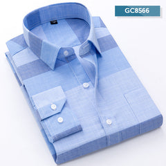 Men's Business Casual Long Sleeve Plaid Shirt