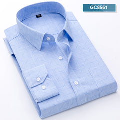 Men's Business Casual Long Sleeve Plaid Shirt