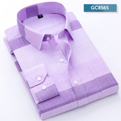 Men's Business Casual Long Sleeve Plaid Shirt