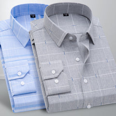 Men's Business Casual Long Sleeve Plaid Shirt