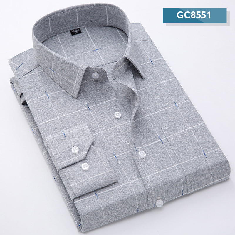Men's Business Casual Long Sleeve Plaid Shirt