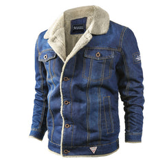 Men's Winter Thickened Loose Lapel Denim Jacket