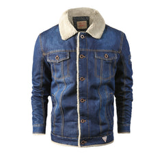 Men's Winter Thickened Loose Lapel Denim Jacket