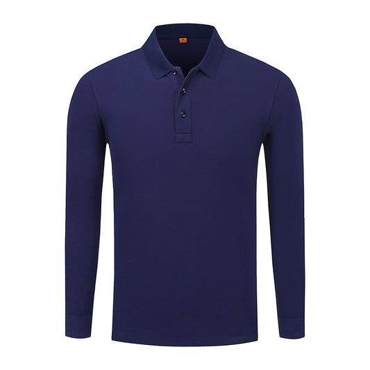 Men's Cotton Long-sleeved Lapel Polo Shirt