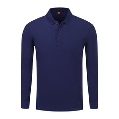 Men's Cotton Long-sleeved Lapel Polo Shirt
