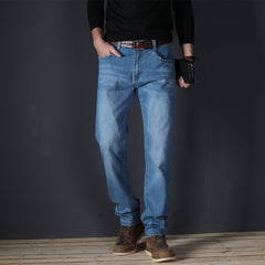 Men's Straight Elastic Simple Business Casual Jeans