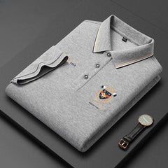Men's Striped Casual Loose Short Sleeve Polo Shirt