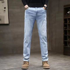 Straight-leg casual stretch-denim jeans