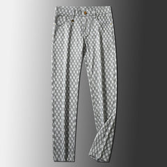 Vertical striped jacquard stretch non-iron anti-wrinkle straight trousers