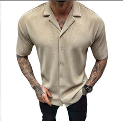 2023 Summer Solid Color Short-sleeved Casual Shirt