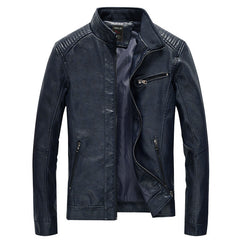 Men's Stand Collar Leather Jacket