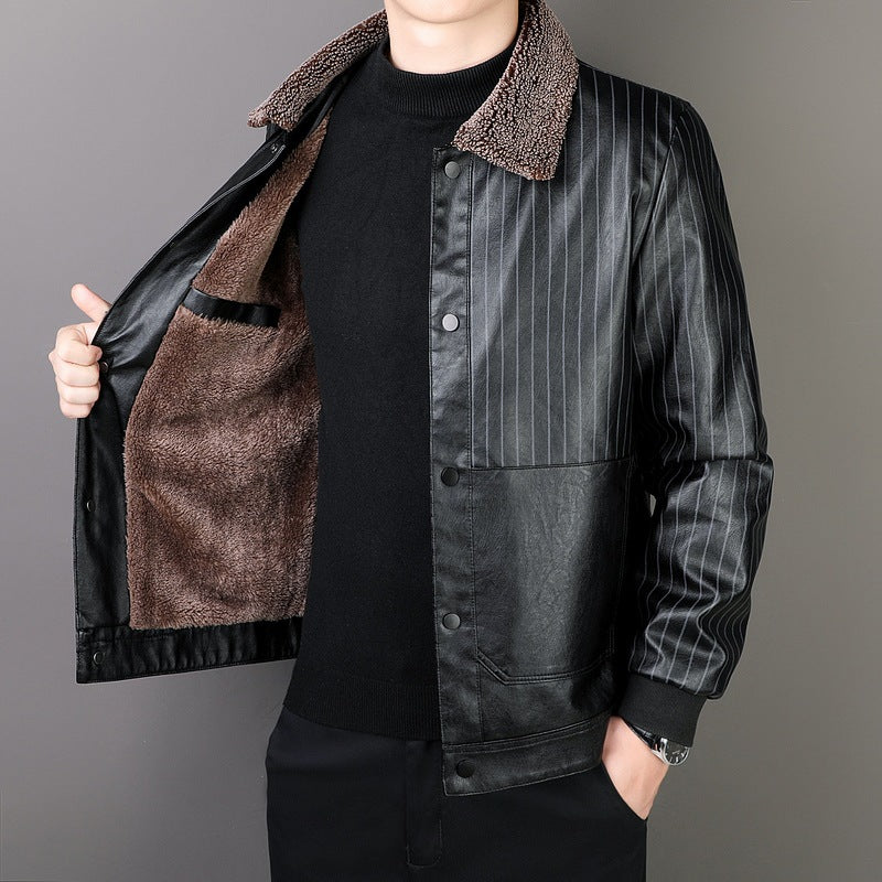 Men's Winter Casual Thickened Warm Leather Jacket