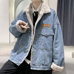 Winter fleece thickened denim jacket