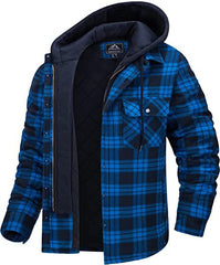 Men's Thick Check Loose Hooded Jacket