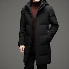 2024 Men's White Duck Down Business Casual Long Down Jacket