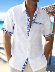 Men's Beach Casual Contrast Lapel Shirt