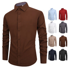 Men's Solid Color Warm Casual Simple Business Shirt