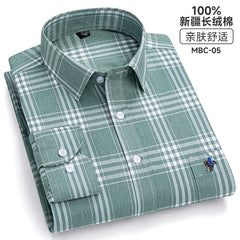 Men's Fashion Breathable Plaid Cotton Embroidered Shirt