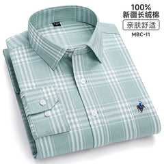 Men's Fashion Breathable Plaid Cotton Embroidered Shirt