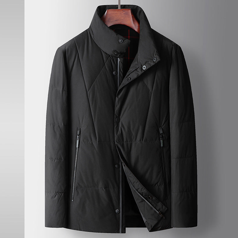 Men's Thickened Casual White Duck Down Stand Collar Warm Down Jacket