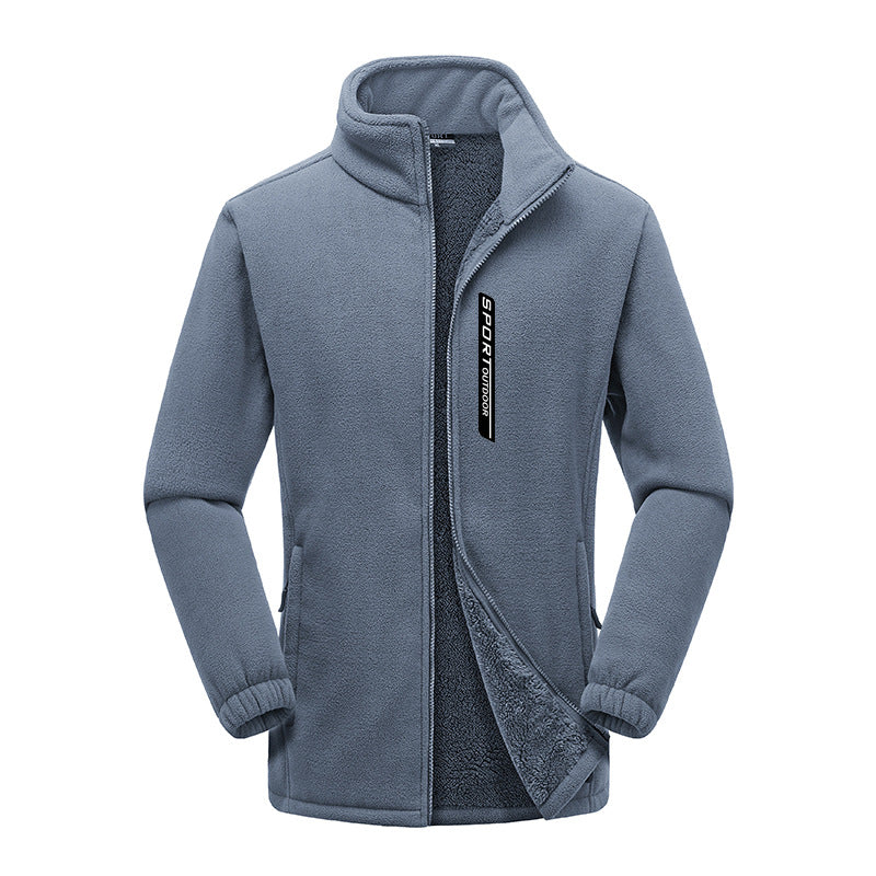 Men's Polar Fleece Outdoor Thickened Large Size Warm Double-faced Fleece Jacket