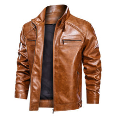 Men's Stylish Stand Collar Leather Jacket