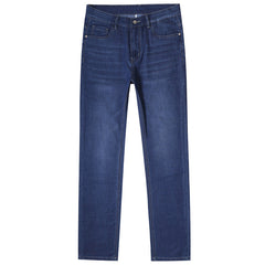 Men's High Waist Elastic Straight Loose Business Silk Jeans