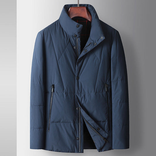 Men's Thickened Casual White Duck Down Stand Collar Warm Down Jacket