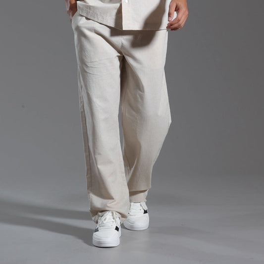 2024 Cotton and Linen Loose Straight Large Size Casual Trousers