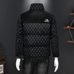 Men's Warm Embroidered Stand Collar White Duck Down Jacket