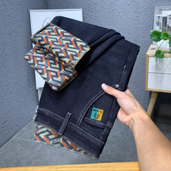 Men's New Elastic Embroidery Comfortable All-match Straight Jeans