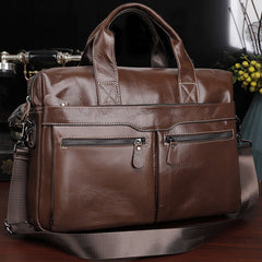 New Men's Genuine Leather Handbag 14 Inch Business Large Capacity Briefcase