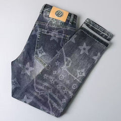 Light luxury trendy brand printed thick jeans