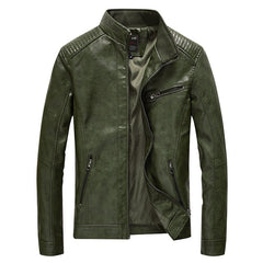 Men's Stand Collar Leather Jacket