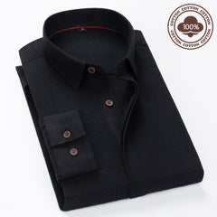 Men's Solid Color Business Comfortable Cotton Commuter Long-sleeved Shirt