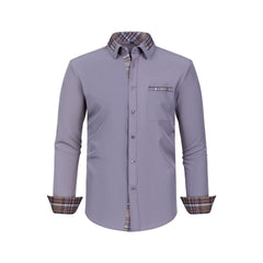 Men's Colorblock Plaid Collar Casual Super Stretch Shirt