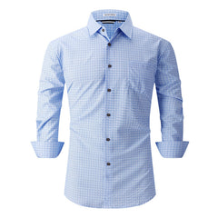 Men's Printed Long Sleeve Plaid Shirt