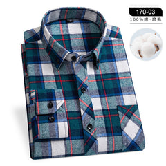 Pure cotton plaid casual lapel shirt