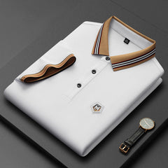 Men's Embroidered Lapel Cotton Polo Shirt